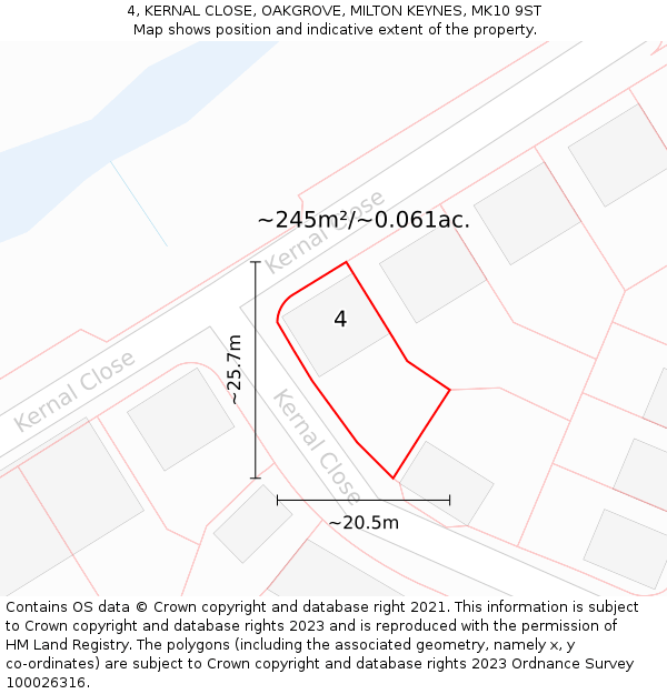 4, KERNAL CLOSE, OAKGROVE, MILTON KEYNES, MK10 9ST: Plot and title map