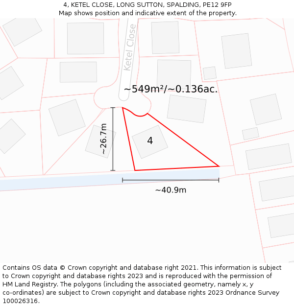 4, KETEL CLOSE, LONG SUTTON, SPALDING, PE12 9FP: Plot and title map