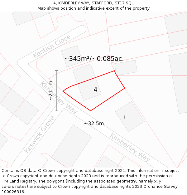 4, KIMBERLEY WAY, STAFFORD, ST17 9QU: Plot and title map