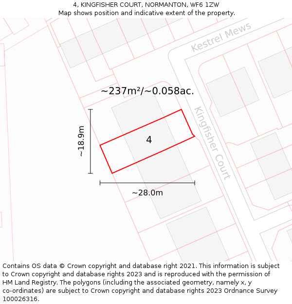 4, KINGFISHER COURT, NORMANTON, WF6 1ZW: Plot and title map