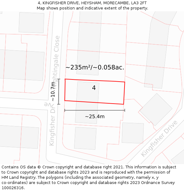 4, KINGFISHER DRIVE, HEYSHAM, MORECAMBE, LA3 2FT: Plot and title map