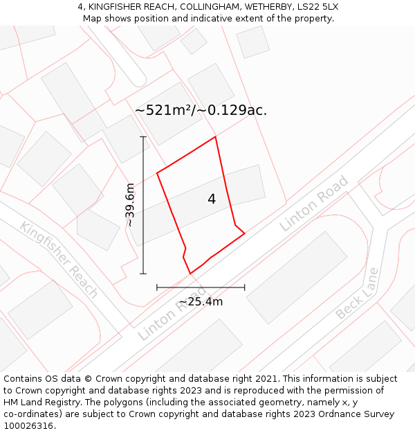 4, KINGFISHER REACH, COLLINGHAM, WETHERBY, LS22 5LX: Plot and title map