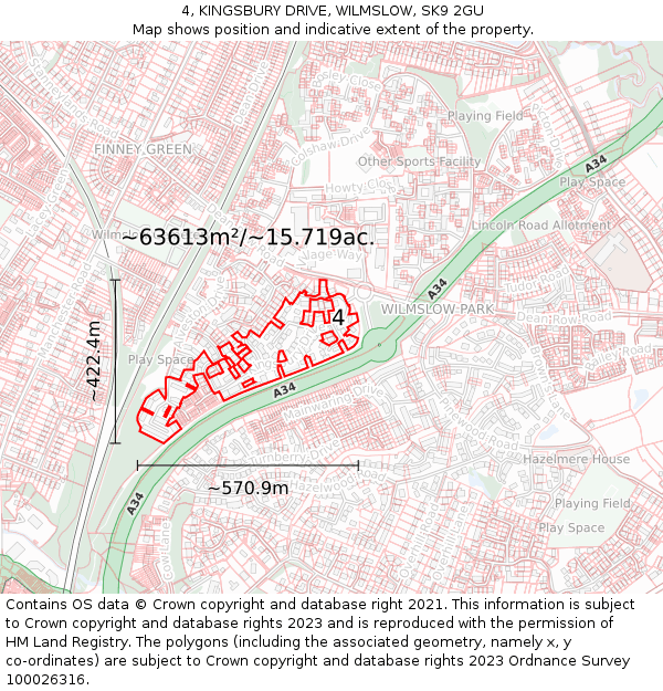 4, KINGSBURY DRIVE, WILMSLOW, SK9 2GU: Plot and title map