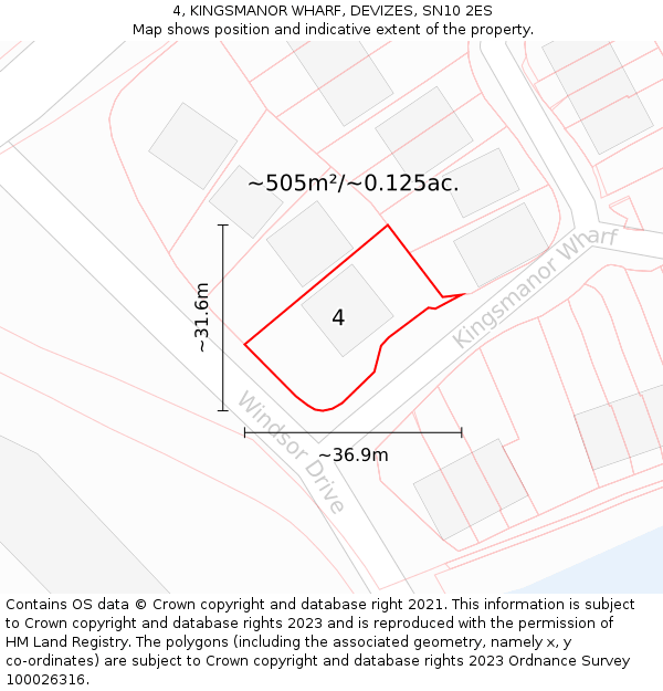 4, KINGSMANOR WHARF, DEVIZES, SN10 2ES: Plot and title map