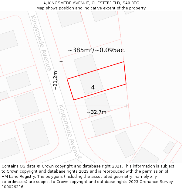 4, KINGSMEDE AVENUE, CHESTERFIELD, S40 3EG: Plot and title map
