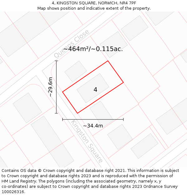 4, KINGSTON SQUARE, NORWICH, NR4 7PF: Plot and title map