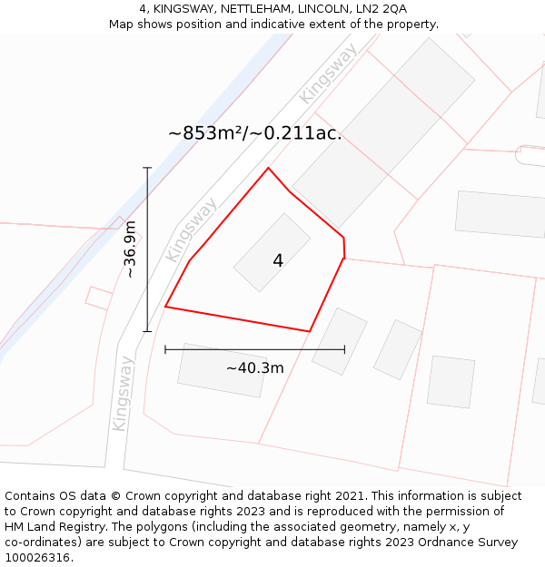 4, KINGSWAY, NETTLEHAM, LINCOLN, LN2 2QA: Plot and title map