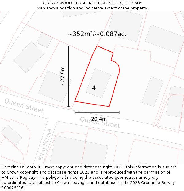 4, KINGSWOOD CLOSE, MUCH WENLOCK, TF13 6BY: Plot and title map