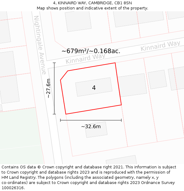 4, KINNAIRD WAY, CAMBRIDGE, CB1 8SN: Plot and title map