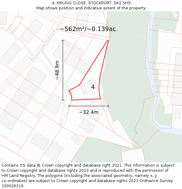 4, KIPLING CLOSE, STOCKPORT, SK2 5HS: Plot and title map