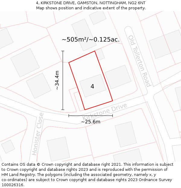 4, KIRKSTONE DRIVE, GAMSTON, NOTTINGHAM, NG2 6NT: Plot and title map