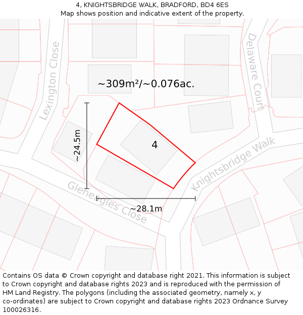 4, KNIGHTSBRIDGE WALK, BRADFORD, BD4 6ES: Plot and title map