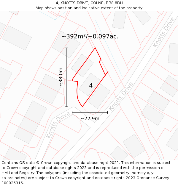 4, KNOTTS DRIVE, COLNE, BB8 8DH: Plot and title map