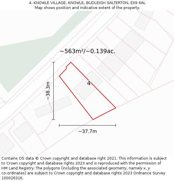4, KNOWLE VILLAGE, KNOWLE, BUDLEIGH SALTERTON, EX9 6AL: Plot and title map