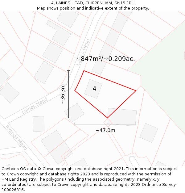 4, LAINES HEAD, CHIPPENHAM, SN15 1PH: Plot and title map