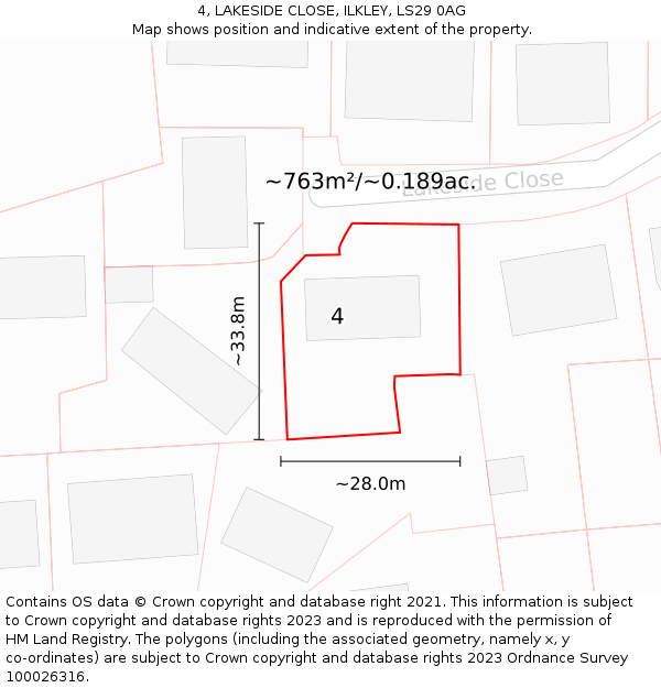 4, LAKESIDE CLOSE, ILKLEY, LS29 0AG: Plot and title map