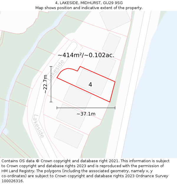 4, LAKESIDE, MIDHURST, GU29 9SG: Plot and title map