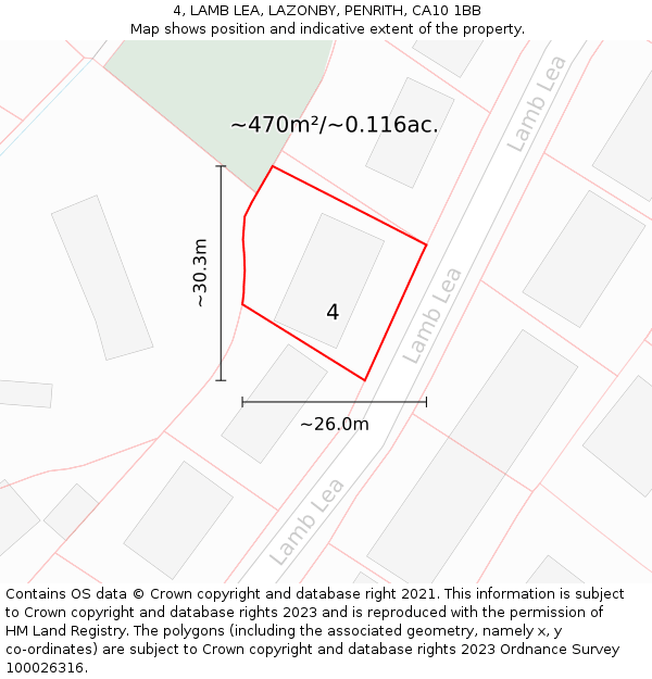 4, LAMB LEA, LAZONBY, PENRITH, CA10 1BB: Plot and title map