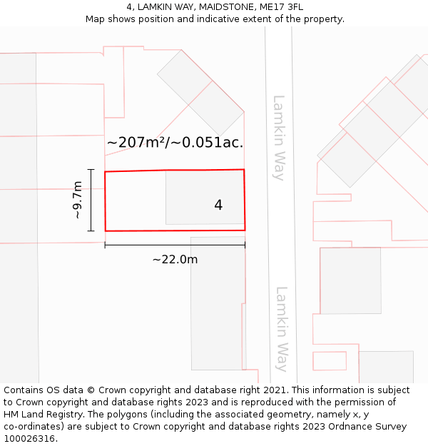 4, LAMKIN WAY, MAIDSTONE, ME17 3FL: Plot and title map