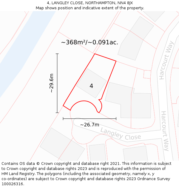 4, LANGLEY CLOSE, NORTHAMPTON, NN4 8JX: Plot and title map