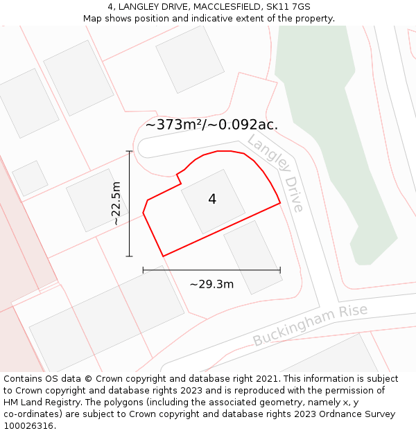 4, LANGLEY DRIVE, MACCLESFIELD, SK11 7GS: Plot and title map