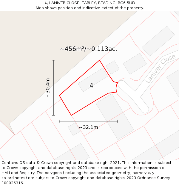 4, LANIVER CLOSE, EARLEY, READING, RG6 5UD: Plot and title map