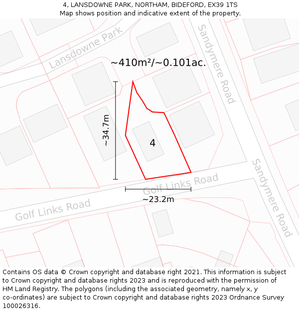 4, LANSDOWNE PARK, NORTHAM, BIDEFORD, EX39 1TS: Plot and title map