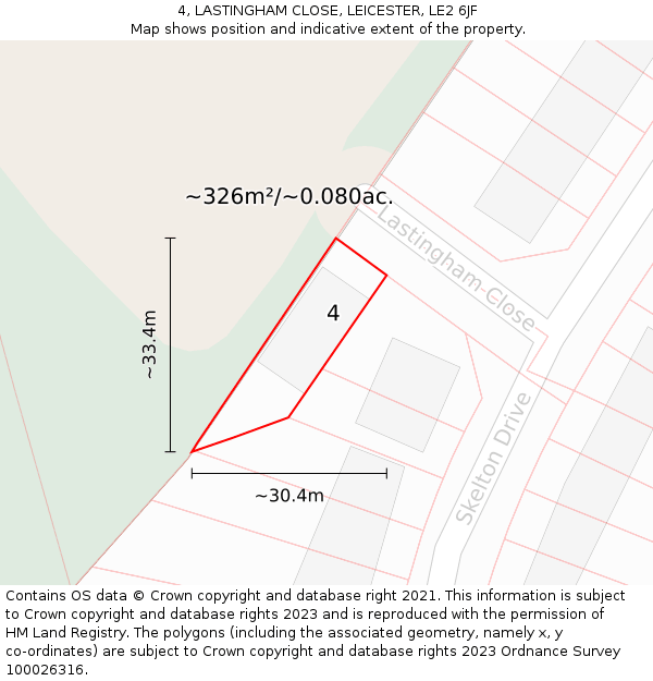 4, LASTINGHAM CLOSE, LEICESTER, LE2 6JF: Plot and title map
