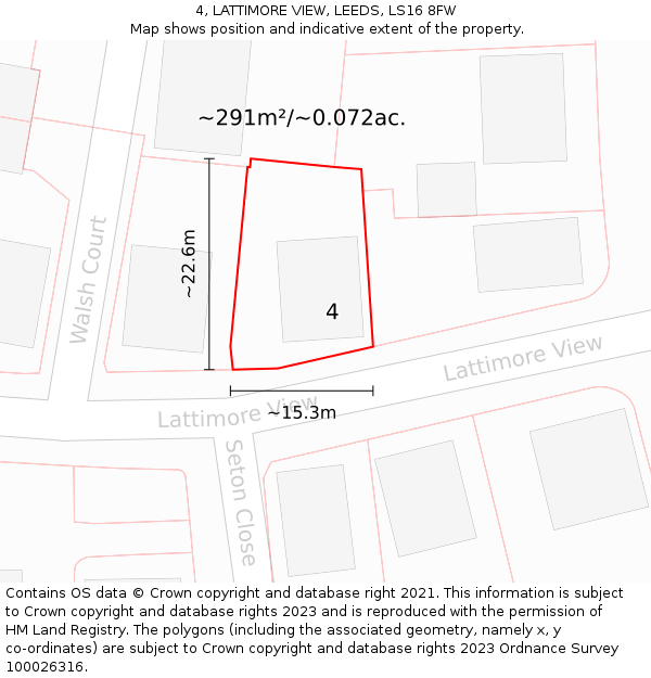 4, LATTIMORE VIEW, LEEDS, LS16 8FW: Plot and title map