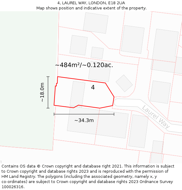 4, LAUREL WAY, LONDON, E18 2UA: Plot and title map