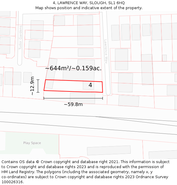 4, LAWRENCE WAY, SLOUGH, SL1 6HQ: Plot and title map