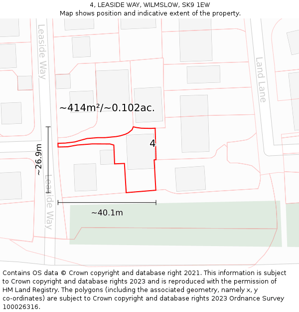 4, LEASIDE WAY, WILMSLOW, SK9 1EW: Plot and title map