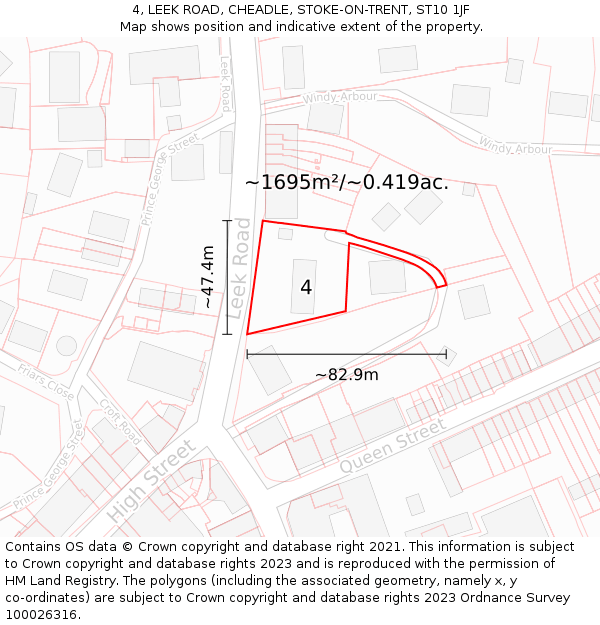 4, LEEK ROAD, CHEADLE, STOKE-ON-TRENT, ST10 1JF: Plot and title map