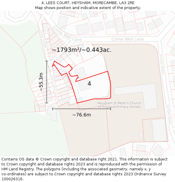 4, LEES COURT, HEYSHAM, MORECAMBE, LA3 2RE: Plot and title map