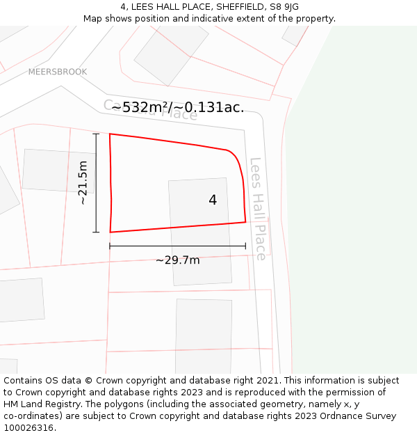 4, LEES HALL PLACE, SHEFFIELD, S8 9JG: Plot and title map