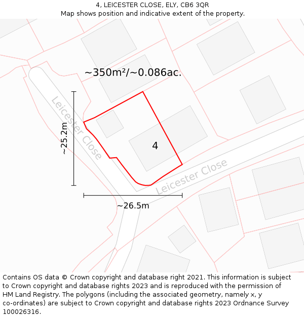 4, LEICESTER CLOSE, ELY, CB6 3QR: Plot and title map