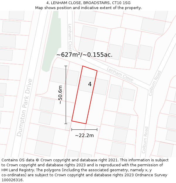 4, LENHAM CLOSE, BROADSTAIRS, CT10 1SG: Plot and title map
