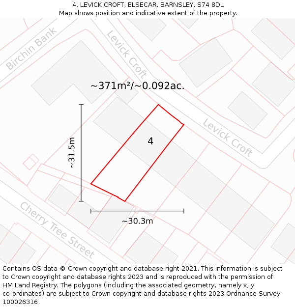 4, LEVICK CROFT, ELSECAR, BARNSLEY, S74 8DL: Plot and title map