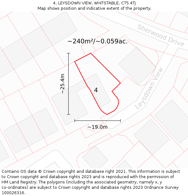 4, LEYSDOWN VIEW, WHITSTABLE, CT5 4TJ: Plot and title map