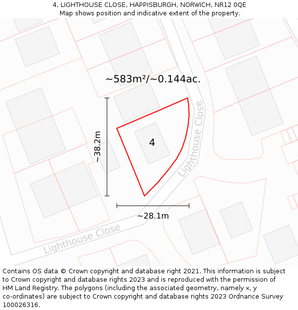 4, LIGHTHOUSE CLOSE, HAPPISBURGH, NORWICH, NR12 0QE: Plot and title map