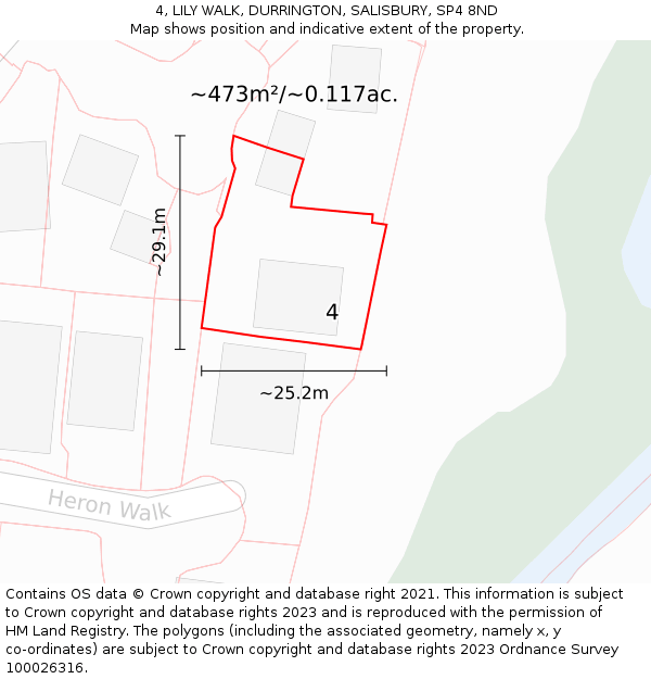 4, LILY WALK, DURRINGTON, SALISBURY, SP4 8ND: Plot and title map