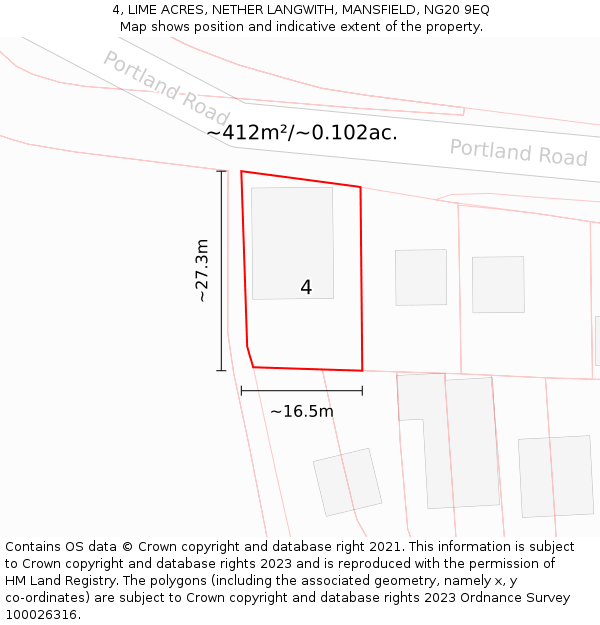 4, LIME ACRES, NETHER LANGWITH, MANSFIELD, NG20 9EQ: Plot and title map