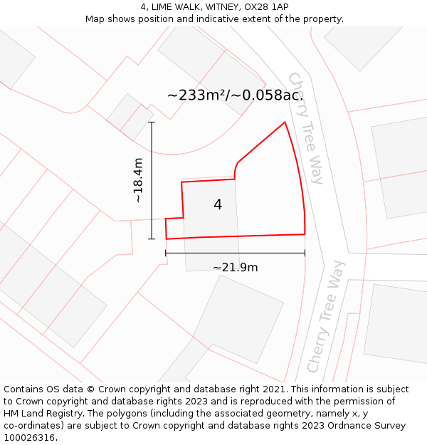 4, LIME WALK, WITNEY, OX28 1AP: Plot and title map