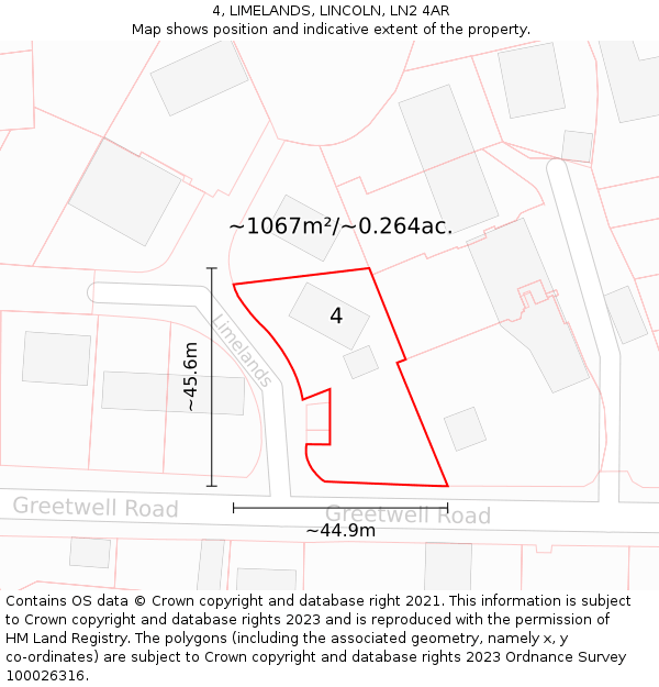 4, LIMELANDS, LINCOLN, LN2 4AR: Plot and title map