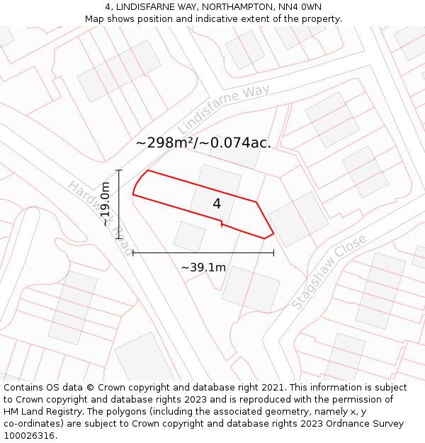 4, LINDISFARNE WAY, NORTHAMPTON, NN4 0WN: Plot and title map