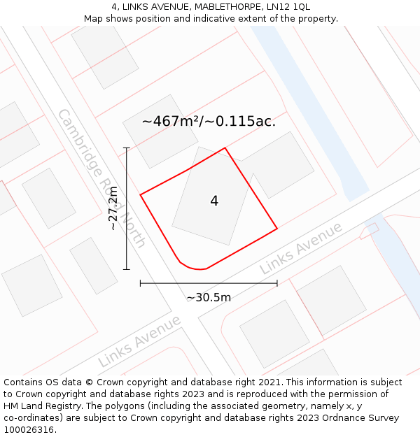 4, LINKS AVENUE, MABLETHORPE, LN12 1QL: Plot and title map