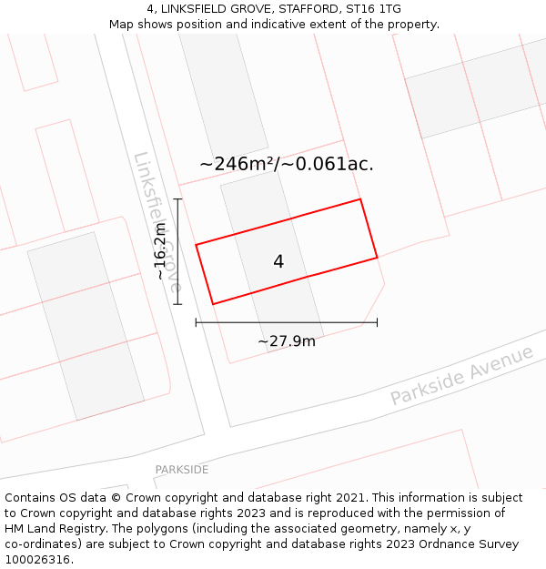 4, LINKSFIELD GROVE, STAFFORD, ST16 1TG: Plot and title map