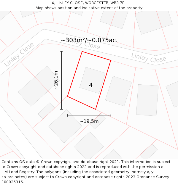 4, LINLEY CLOSE, WORCESTER, WR3 7EL: Plot and title map
