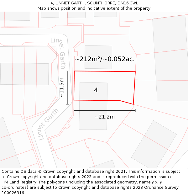 4, LINNET GARTH, SCUNTHORPE, DN16 3WL: Plot and title map