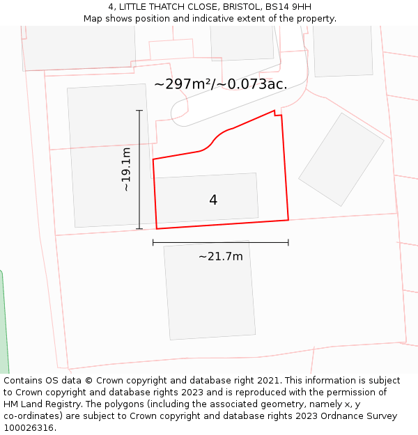4, LITTLE THATCH CLOSE, BRISTOL, BS14 9HH: Plot and title map